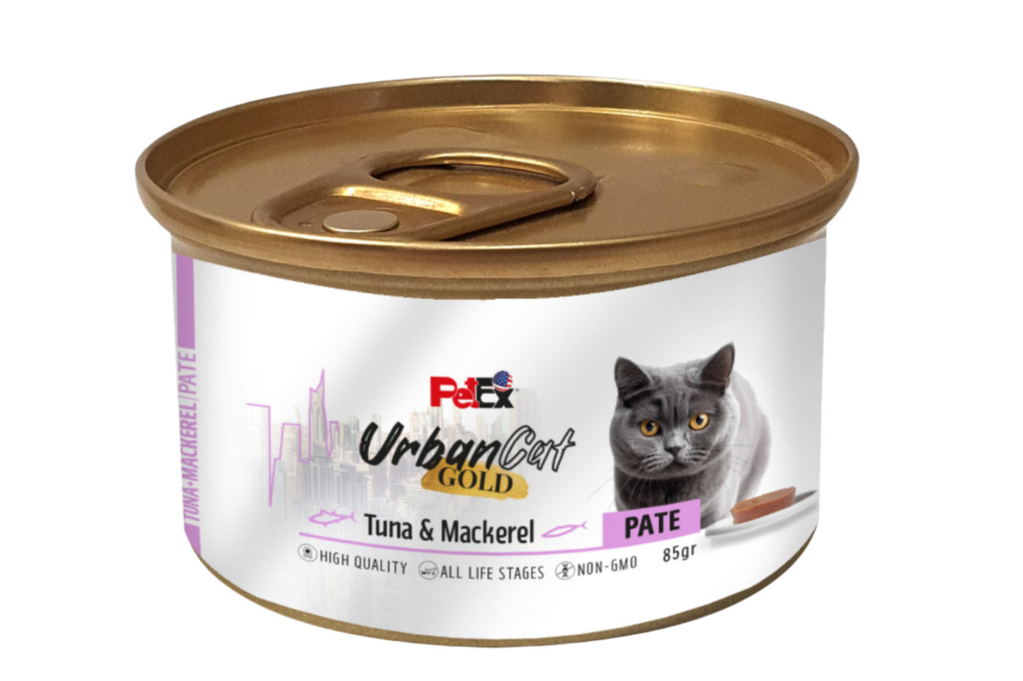 PETEX Urban Cat GOLD – שימור פטה טונה ודגי מקרל לחתולים (85 גרם)