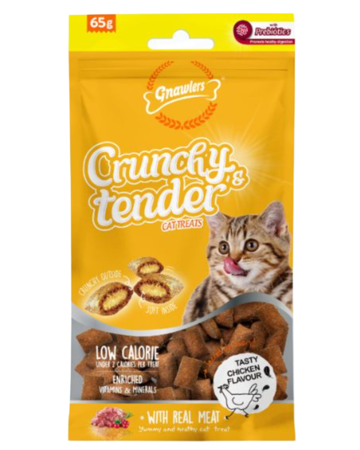 גנולרס – חטיף כריות דל קלוריות לחתולים עם קרם עוף (65 גרם)