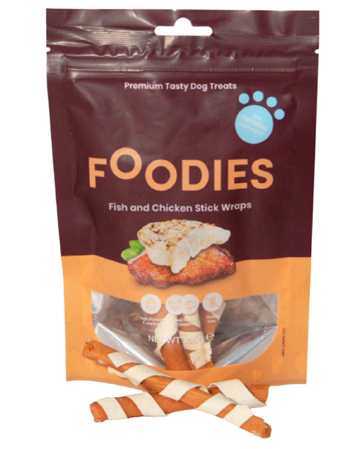 FOODIES – מקלות מגולגלים מדגים ועוף | 100 גרם