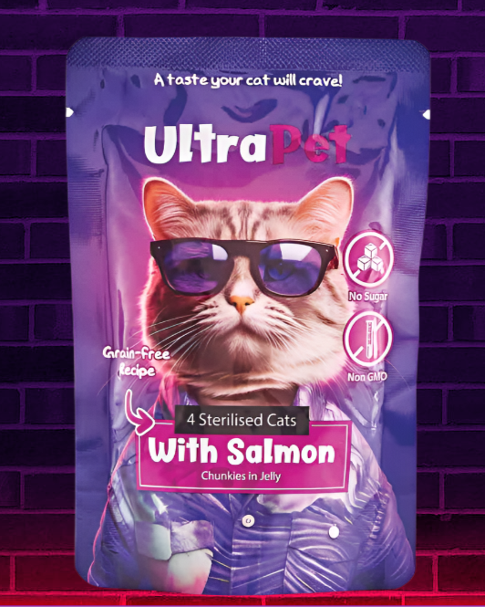 פאוץ' אולטרה פט לחתול מסורס/מעוקר – בטעם סלמון | 85 גרם