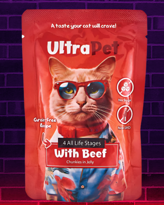 פאוץ' אולטרה פט בטעם בקר לחתול | 85 גרם