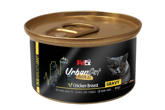 PETEX Urban Cat GOLD – שימור חזה עוף ברוטב לחתולים (85 גרם)