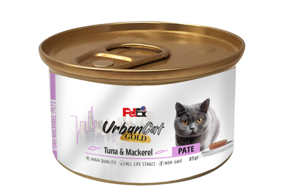 PETEX Urban Cat GOLD – שימור פטה טונה ודגי מקרל לחתולים (85 גרם)