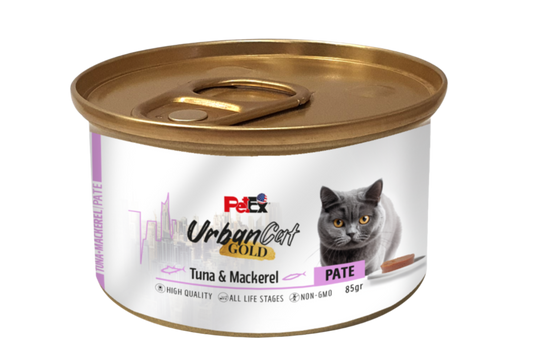 PETEX Urban Cat GOLD – שימור פטה טונה ודגי מקרל לחתולים (85 גרם)