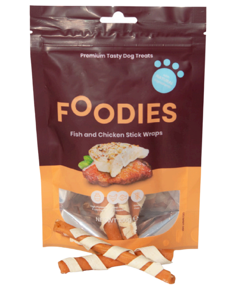 FOODIES – מקלות מגולגלים מדגים ועוף | 100 גרם